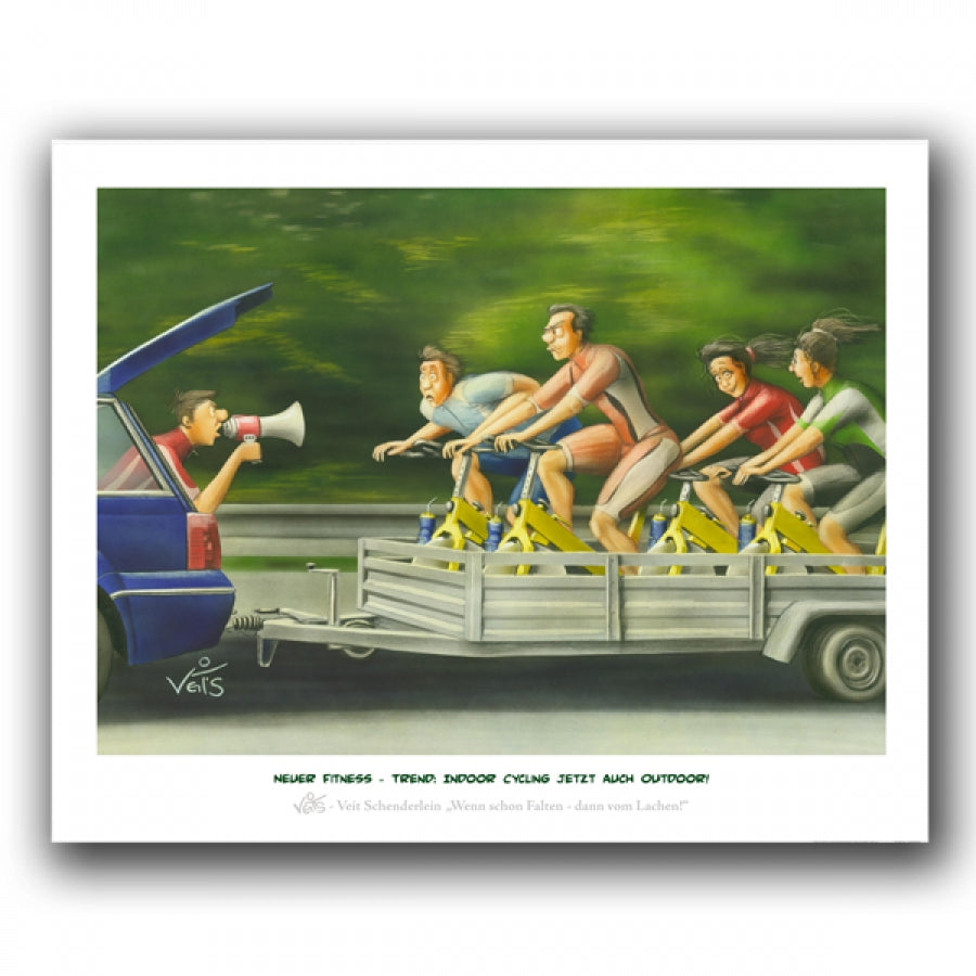 Bild Karikatur Cartoon Sport Fitness Fitnessstudio Radfahrer Cycling