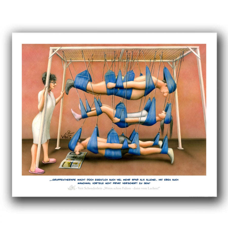 Bild Karikatur Cartoon Physiotherapie Schlingentherapie