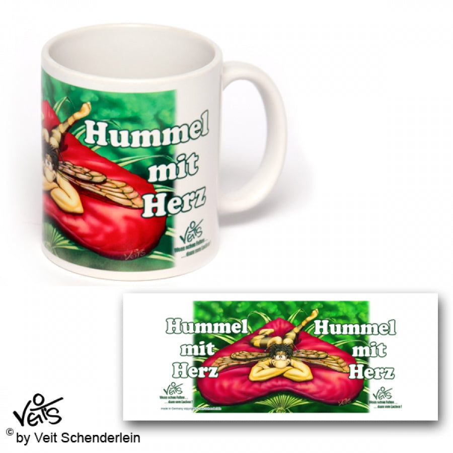 Tassen, Kaffeebecher, Veit`S Gute Laune Tasse "Hummel mit Herz"