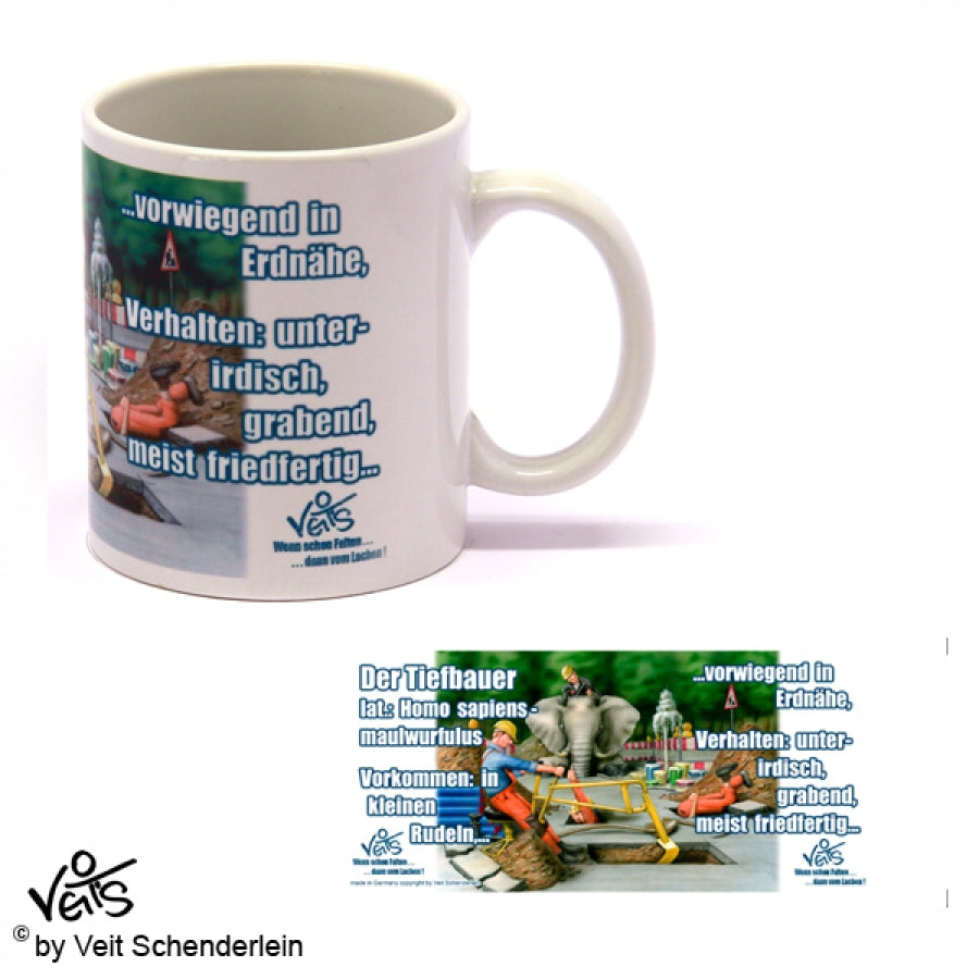 Tassen, Kaffeebecher, Kaffeetassen, Veit`S Gute Laune Tassen, Tiefbauer, Bauarbeiter, Bau