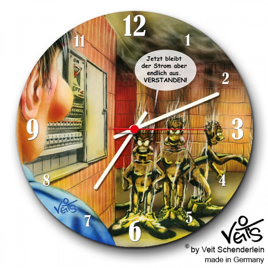 Wanduhr, Lustige Uhr, Küchenuhr, Handwerker, Veit`S Gute Laune Uhr Elektriker