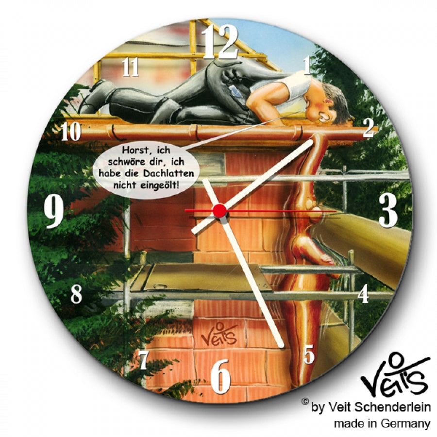 Wanduhr, Lustige Uhr, Küchenuhr, Veit`S Gute Laune Uhr Dachdecker, Dachklempner