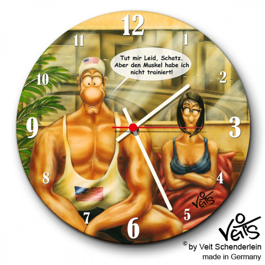 Wanduhr, Lustige Uhr, Küchenuhr Fitness, Veit`S Gute Laune Uhr Kraftsport