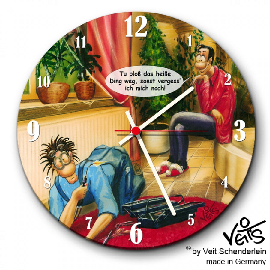 Wanduhr, Lustige Uhr, Küchenuhr, Handwerker, Veit`S Gute Laune Uhr Klempner