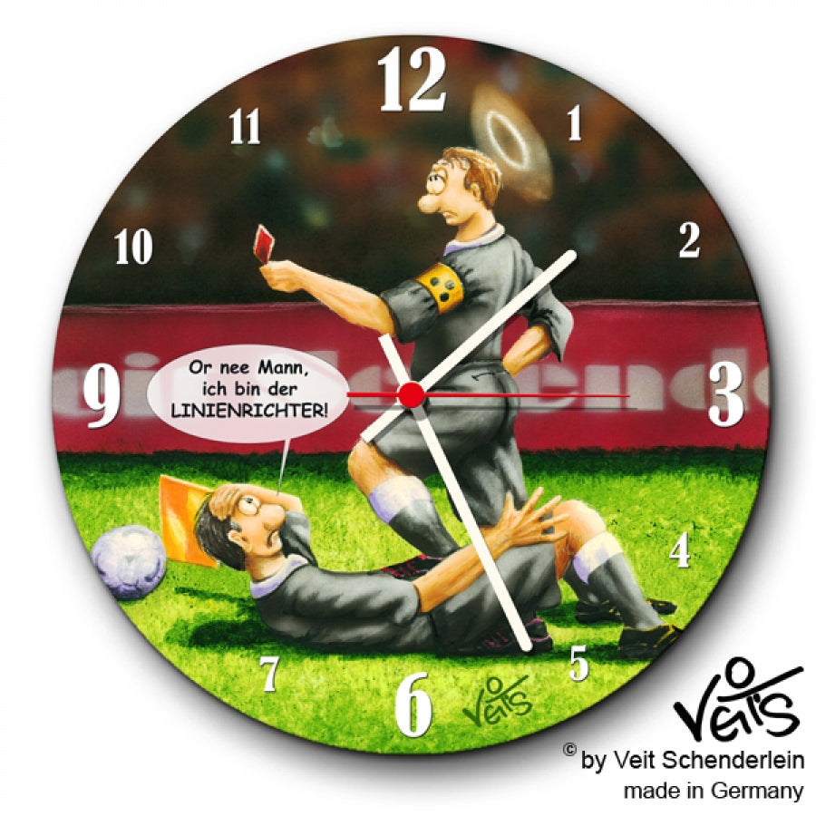 Wanduhr rund, Lustige Uhr, Küchenuhr, Veit`S Gute Laune Uhr Fußball, Schiedsrichter