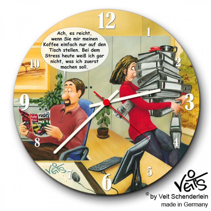 Wanduhr rund, Küchenuhr, Lustige Uhr, Büro, Veit`S Gute Laune Uhr Chef und Sekretärin