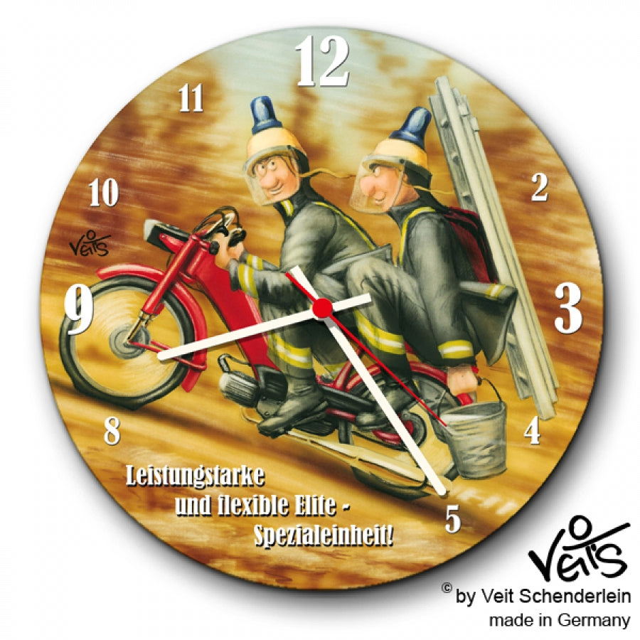 Wanduhr rund, Lustige Uhr, Küchenuhr, Veit`S Gute Laune Uhr Feuerwehr - Elite Spezialeinheit