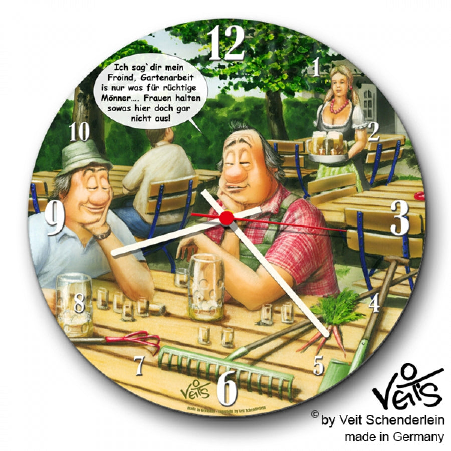 Wanduhr rund, lustige Uhr, Küchenuhr, Veit`S Gute Laune Uhr Garten Gartenkneipe