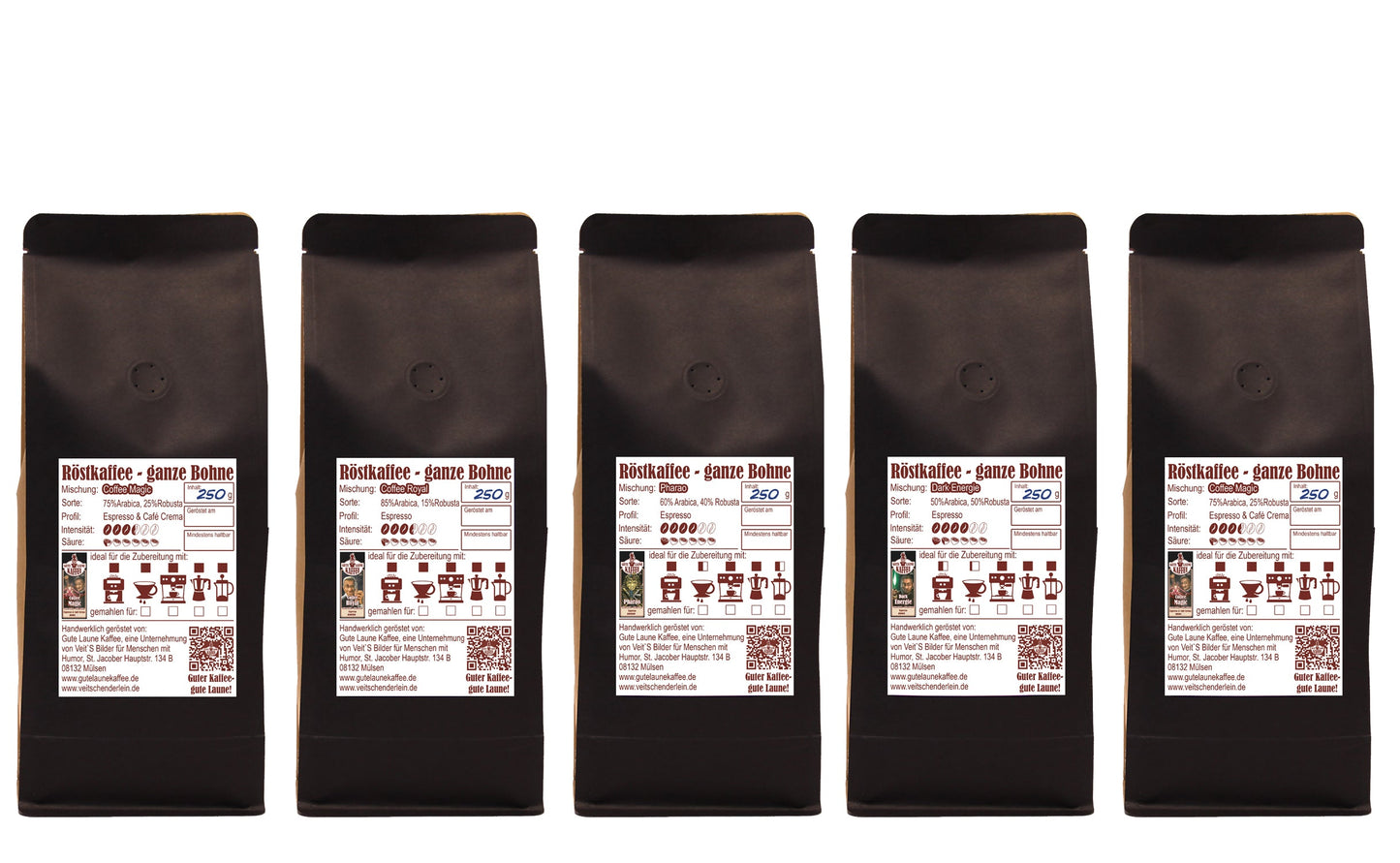 Halber Meter Kaffee 5x250g bester Espresso