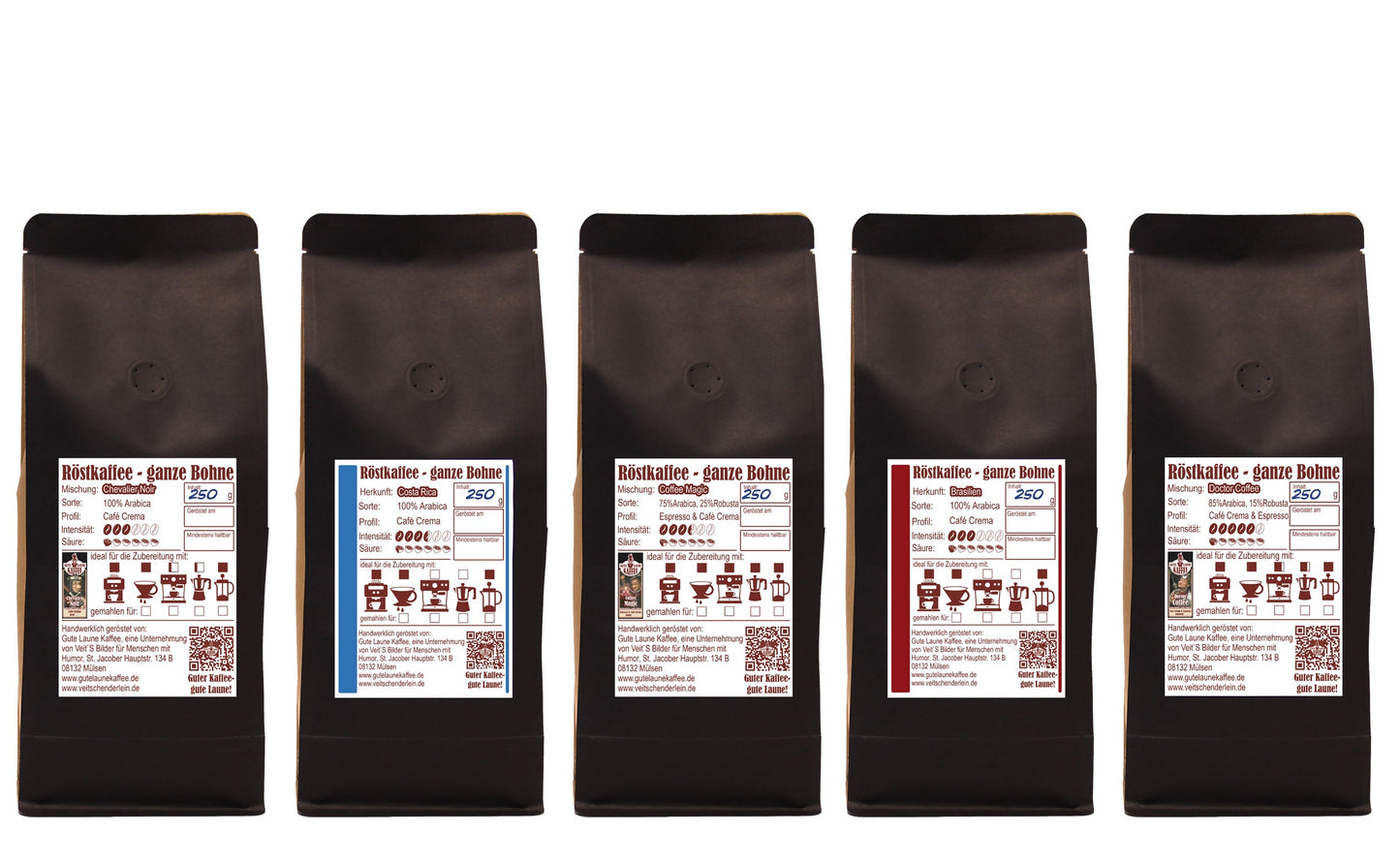 Halber Meter Kaffee 5x250g Röstkaffee