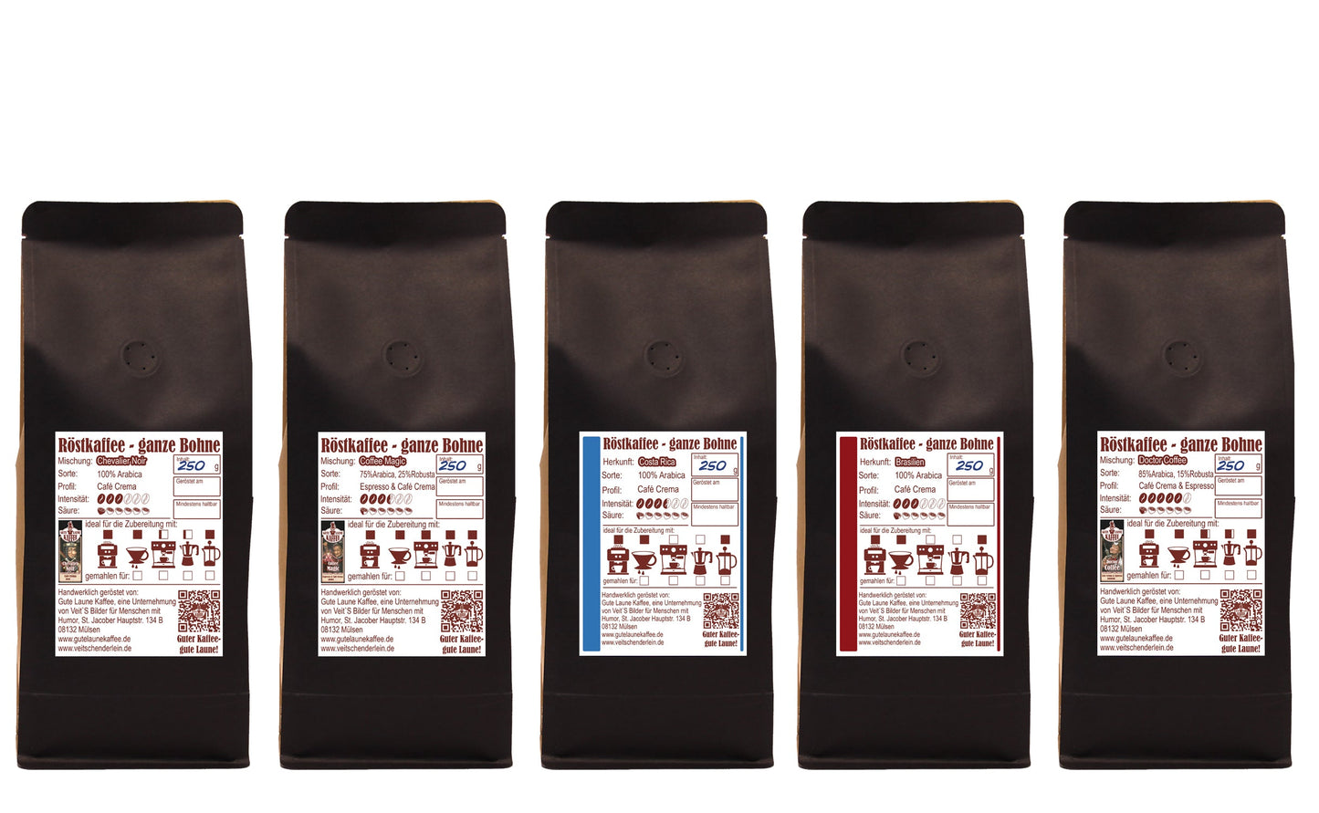 Halber Meter Kaffee 5x250g Röstkaffee Edition Motivation & Durchhalten