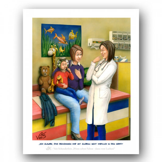Bild Karikatur Cartoon Kinderarzt Kinderärztin Arztpraxis
