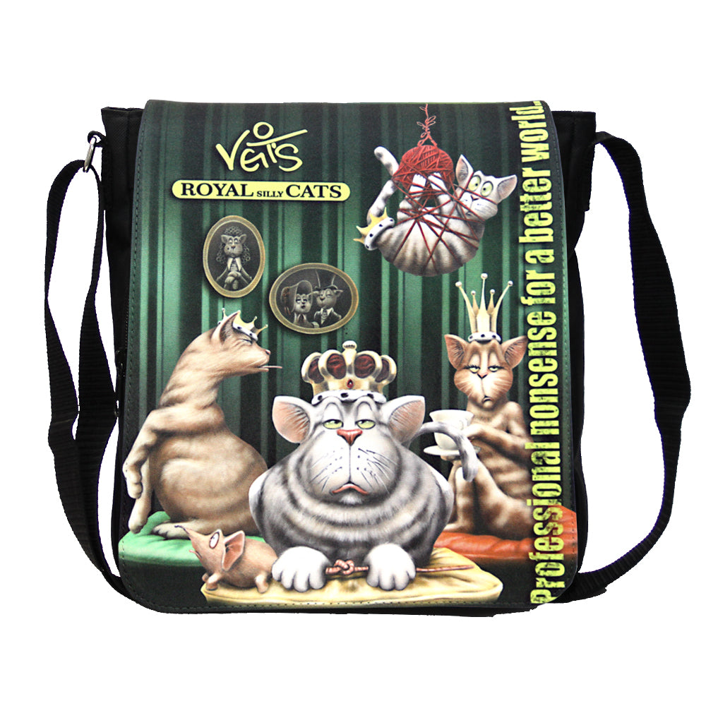 Veit`S Gute Laune Tasche Handtasche Schultertasche Emma mit Katzen-Motiv "Veit`S ROYAL SILLY CATS"