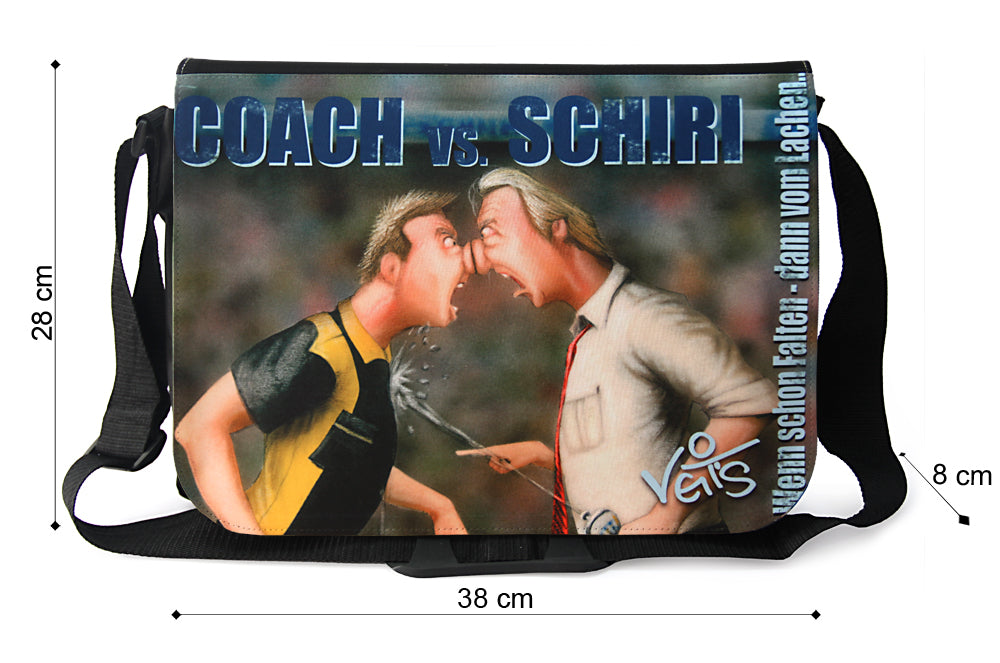 Veit`S Gute Laune Tasche, Schultertasche, Laptoptasche mit Motiv "Coach vs. Schiri"