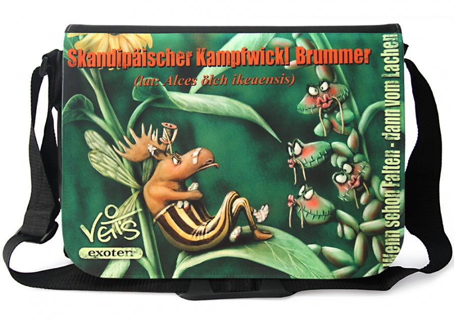 Tasche, Schultertasche, Laptoptasche mit Exoten-Motiv "Skandipäischer Kampfwickl Brummer", Veit`S Gute Laune Taschen
