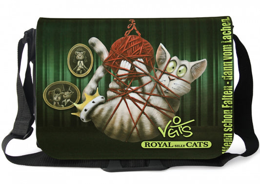 Veit'S Gute Laune Tasche Schultertasche Laptoptasche Messenger Bag mit Katzen-Motiv "Veit`S ROYAL SILLY CATS - "Silly Herbert"