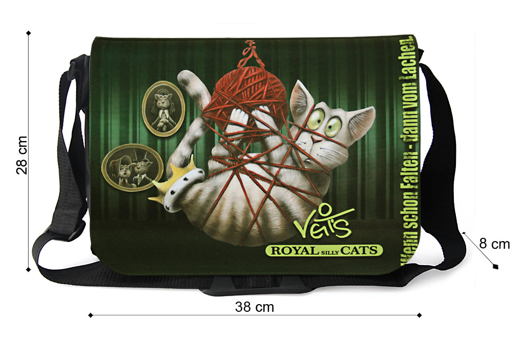 Veit'S Gute Laune Tasche Schultertasche Laptoptasche Messenger Bag mit Katzen-Motiv "Veit`S ROYAL SILLY CATS - "Silly Herbert"