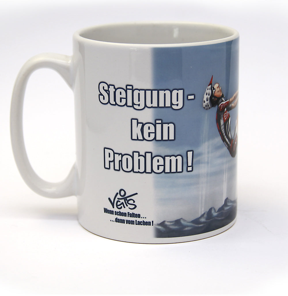 Tassen, Kaffeebecher, Kaffeetassen, Veit`S Gute Laune Tassen "Fahrradfahrer am Berg"