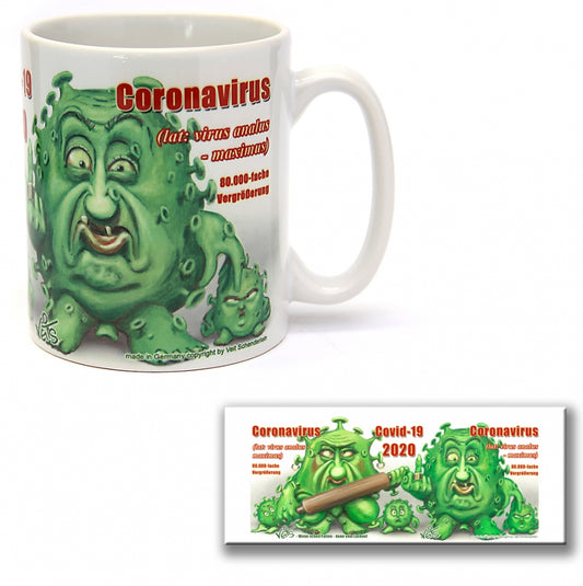 Tassen, Kaffeebecher, Kaffeetassen, Veit`S Gute Laune Tassen "Coronavirus Covid 19 (lat: virus analus maximus)"