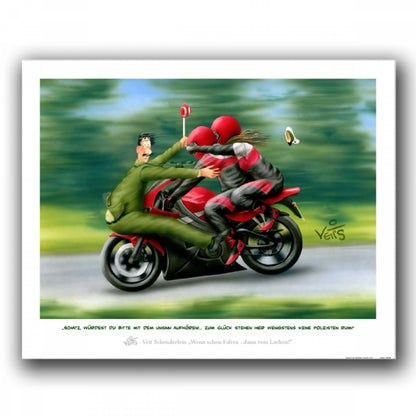 Bild Karikatur Cartoon Motorrad Biker Polizist