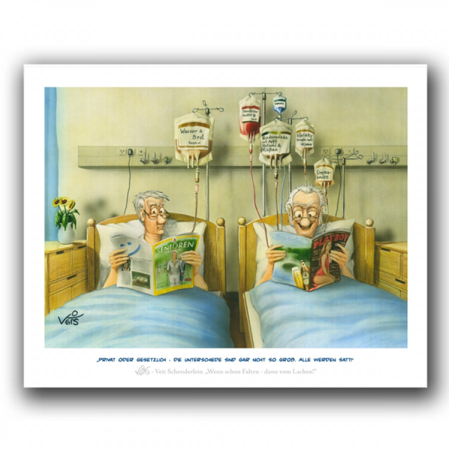 Bild Karikatur Cartoon Krankenpflege Pflege Arzt Patient
