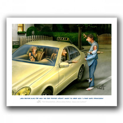 Bild Karikatur Cartoon Taxi Männer Frauen Taxifahrer