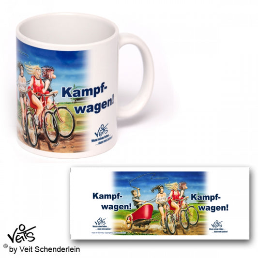 Tassen, Kaffeebecher, Kaffeetassen, Veit`S Gute Laune Tassen, Fahrrad Kampfwagen