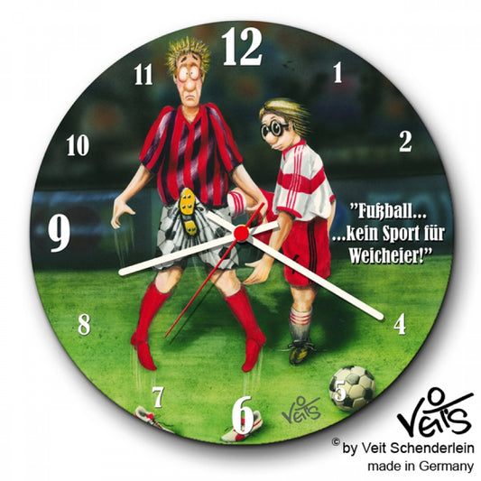 Wanduhr rund, Lustige Uhr, Küchenuhr, Fußballer, Veit`S Gute Laune Uhren Fußball ".. kein Sport für Weicheier!"