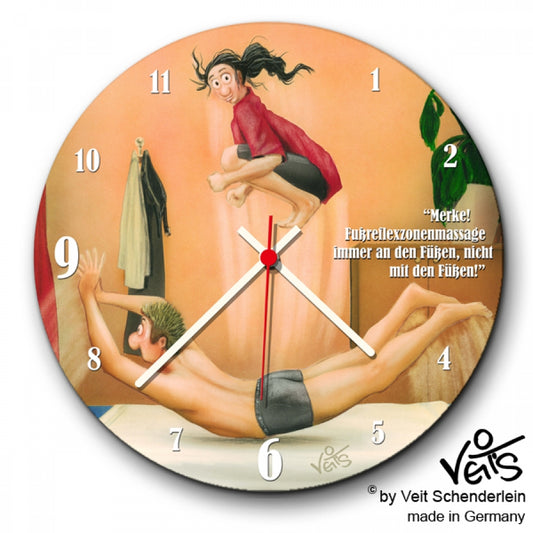 Wanduhr rund, Lustige Uhr, Küchenuhr, Physiotherapie, Veit`S Gute Laune Uhr "Fußreflexzonenmassage"